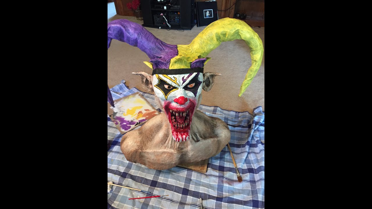 Paper Mache Evil Joker Bust