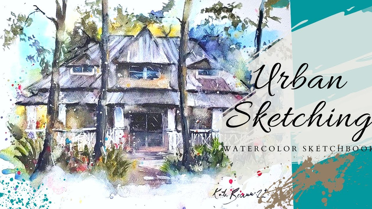 Urban Sketching Watercolor | SKETCHING MY CITY #16 - Watercolor Plein Air 🎨Rain sounds