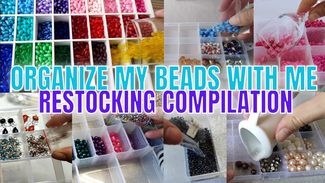 Satisfying Bead Restocking / Pouring ASMR compilation | Organize My Beads with Me!