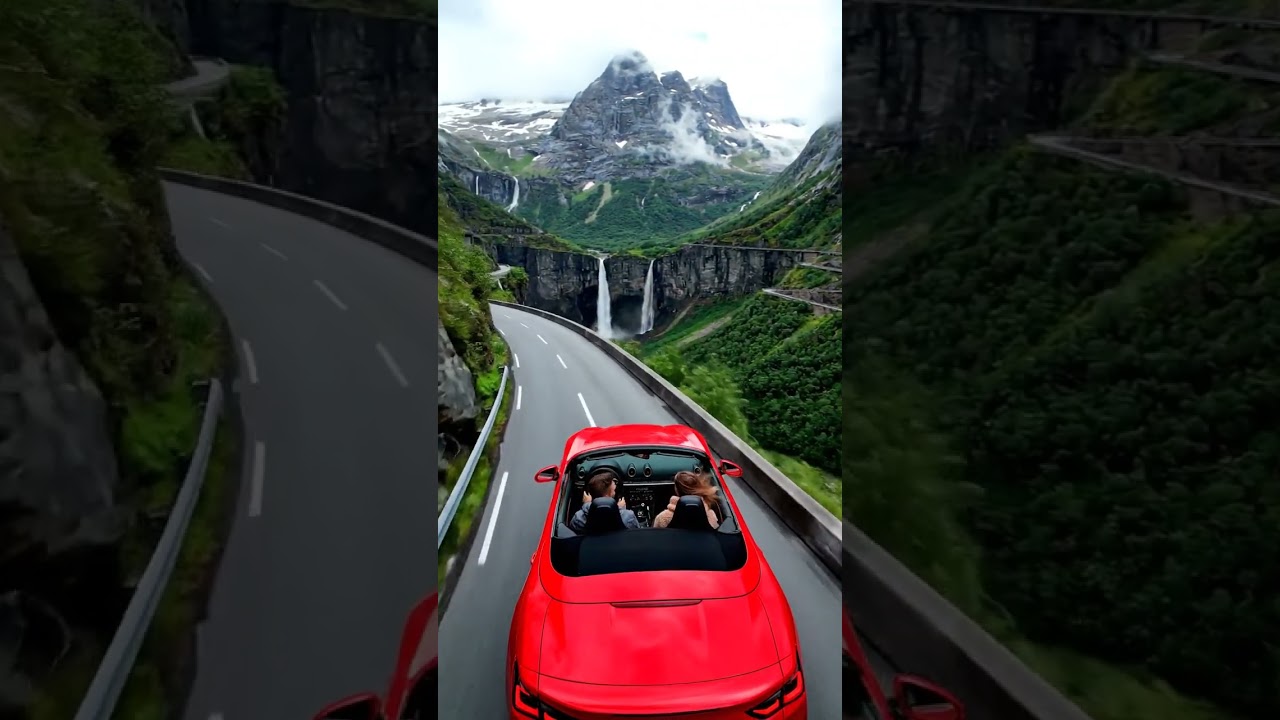 Norway&rsquo;s most famous mountain road 🚗⛰️#Trollstigen #NorwayTravel #ScenicDrive #EuropeRoadTrip