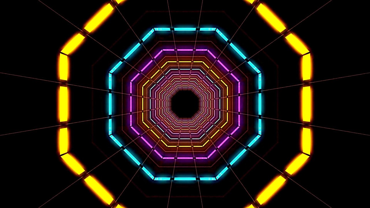 🎥 4K TUNEX – Unendlicher Neon Oktagon Tunnel | 2 Stunden (Ohne Audio) 🌈✨🔶