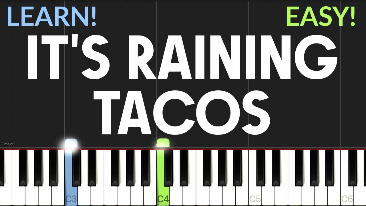 It's Raining Tacos - Parry Gripp & BooneBum | EASY Piano Tutorial & SHEET MUSIC