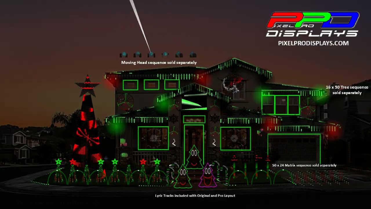 Glee - Deck The Rooftop: xLights Pro Layout (Available Moving Heads)