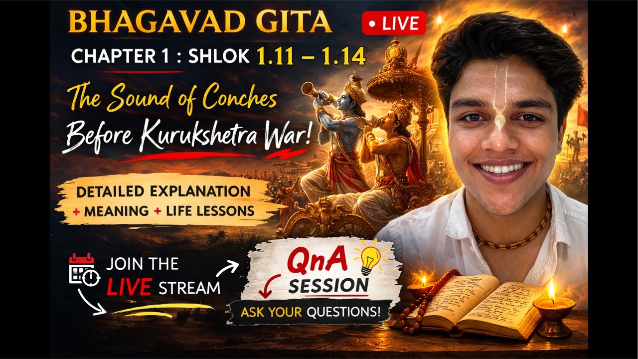 Bhagavad Gita 1.11–1.15 | The Sound of Conches Before Kurukshetra War | LIVE