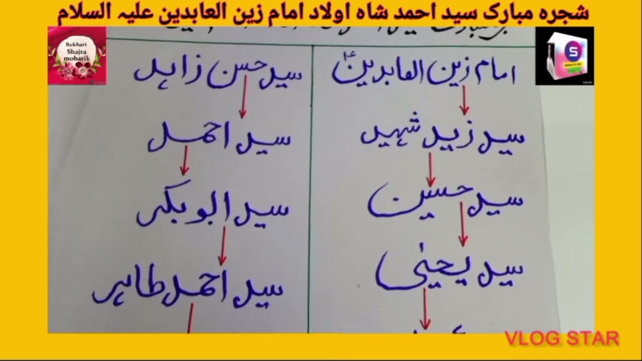 شجرہ مبارک سید احمد شاہ اولاد امام زین العابدین علیہ السّلام (Syed bukhari vlogs TV 2990)