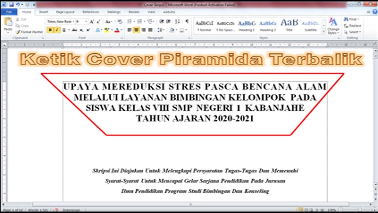 Cara Mengetik Cover Skripsi Piramada Terbalik di Word Mudah Sekali dan Terbaru 2021
