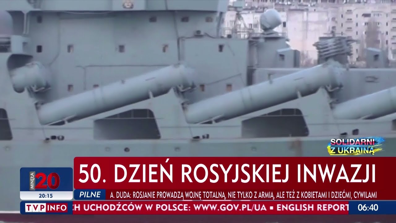 Rosyjski krążownik Moskwa trafiony rakietami