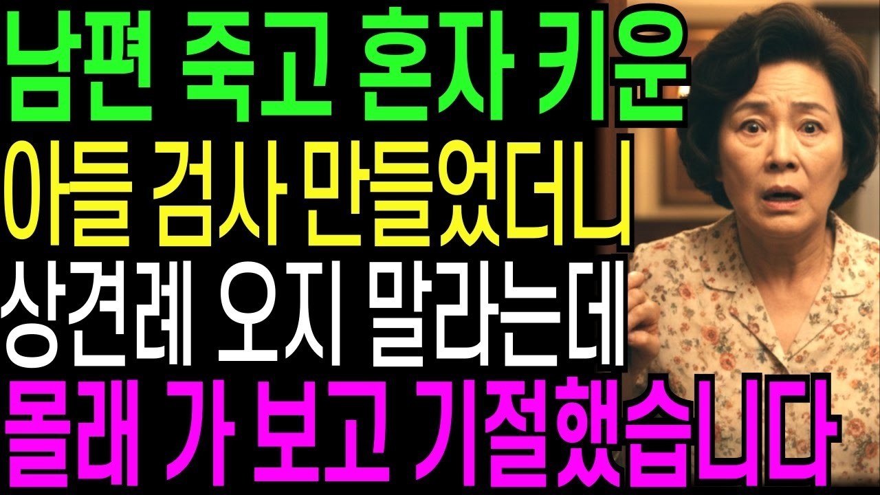 남편 죽고 혼자 키운 아들을 검사 만들었더니 상견례에 오지 말라는데, 몰래 갔다 예비사돈 보고 기절했습니다   오디오북   창작드라마