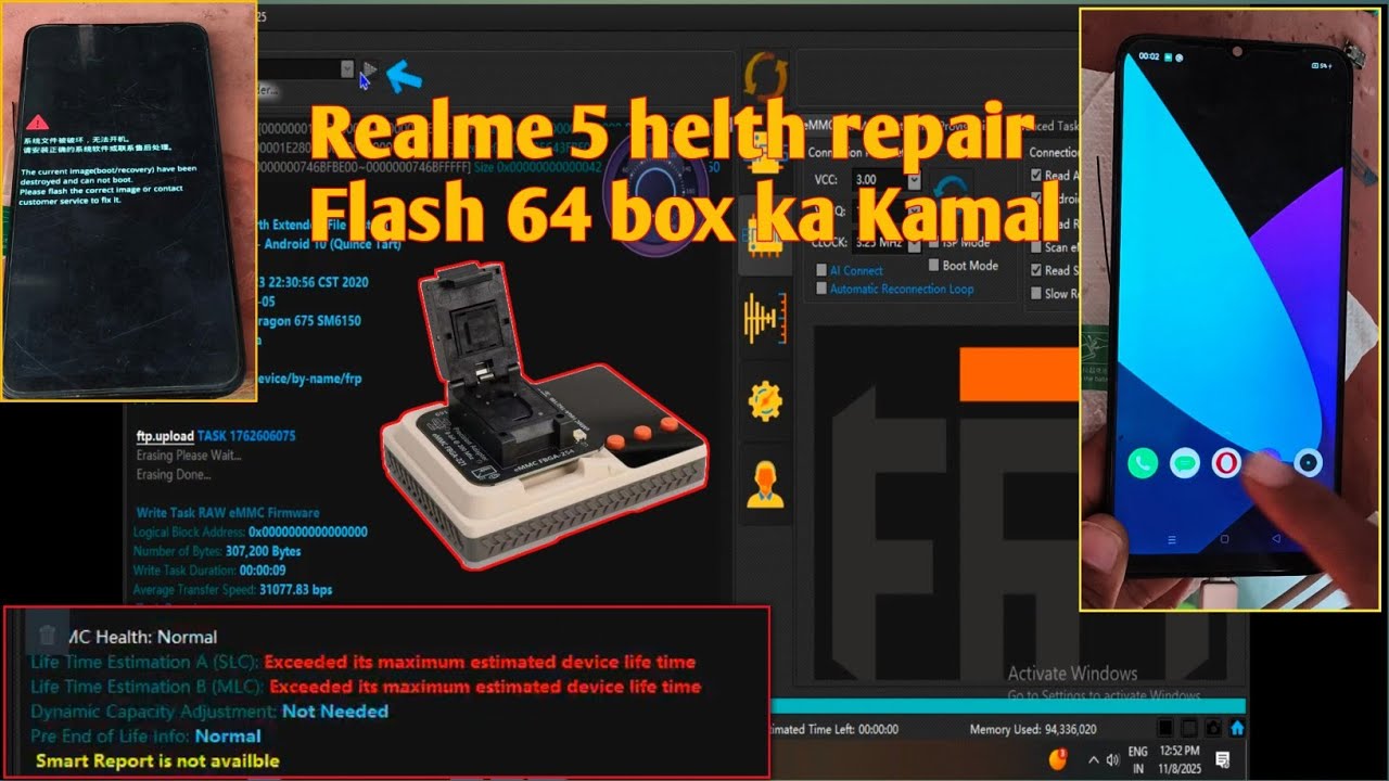 Realme 5 helth repair | flash 64 box se helth repair | Umt qcfire se flashing | realme 5 Umt flash