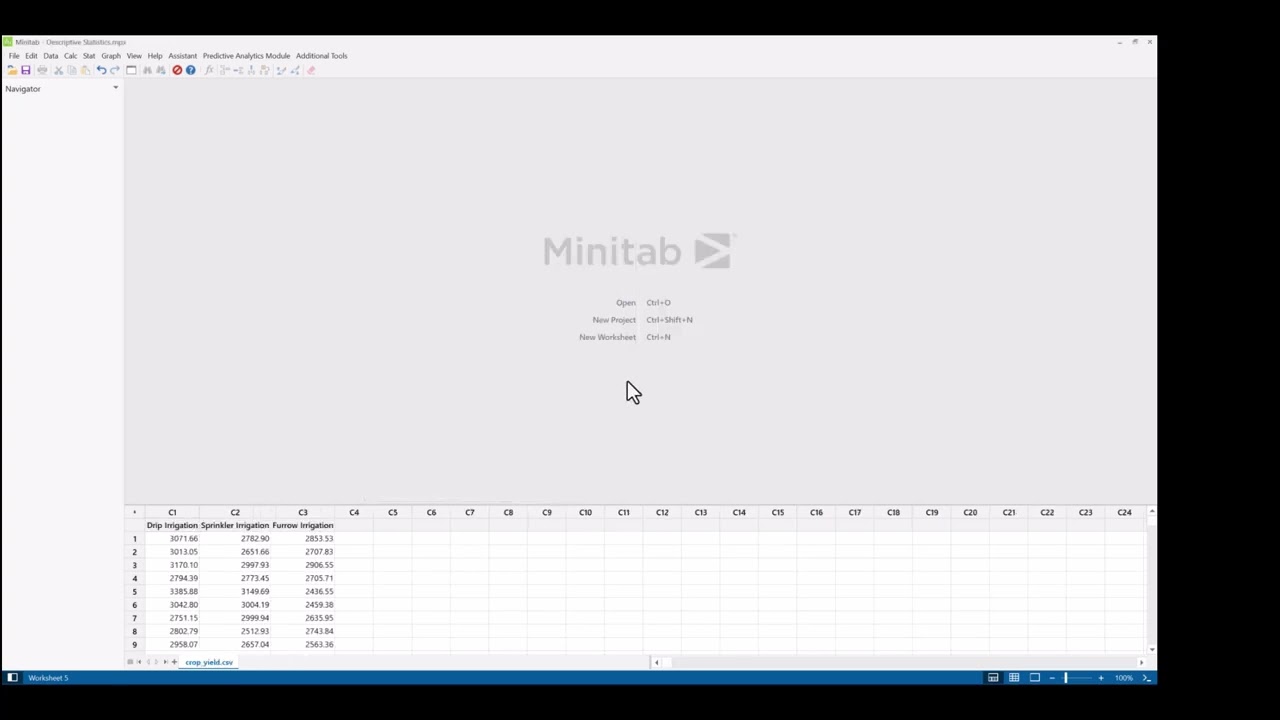 Descriptive Statistics using Minitab