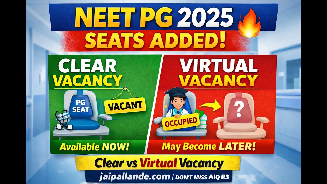 NEET PG 2025 Seats Added 🔥 Clear Vacancy vs Virtual Vacancy Explained | Counselling Update