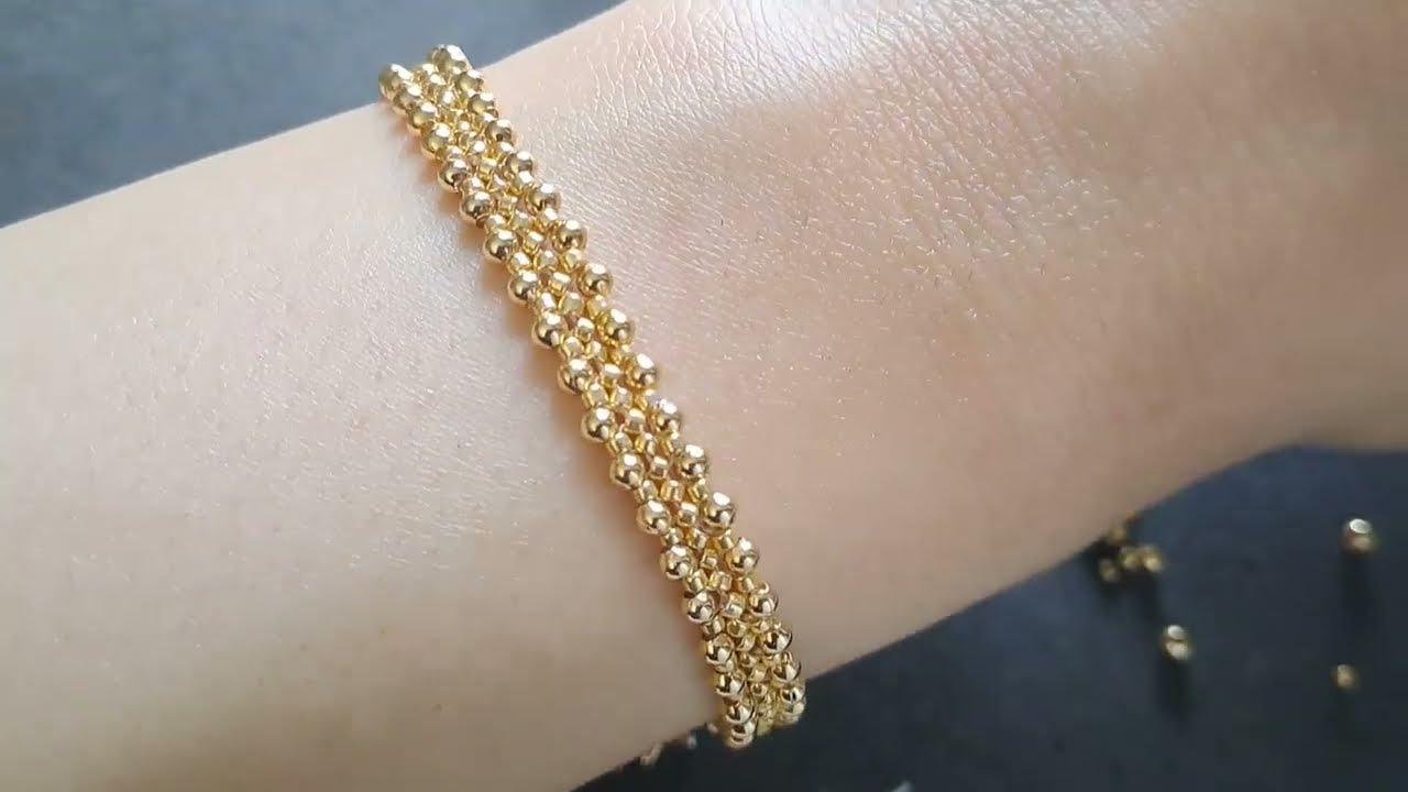 How to make simple bracelet with beads//Easy seed bead bracelet tutorial//Seed beading for beginners