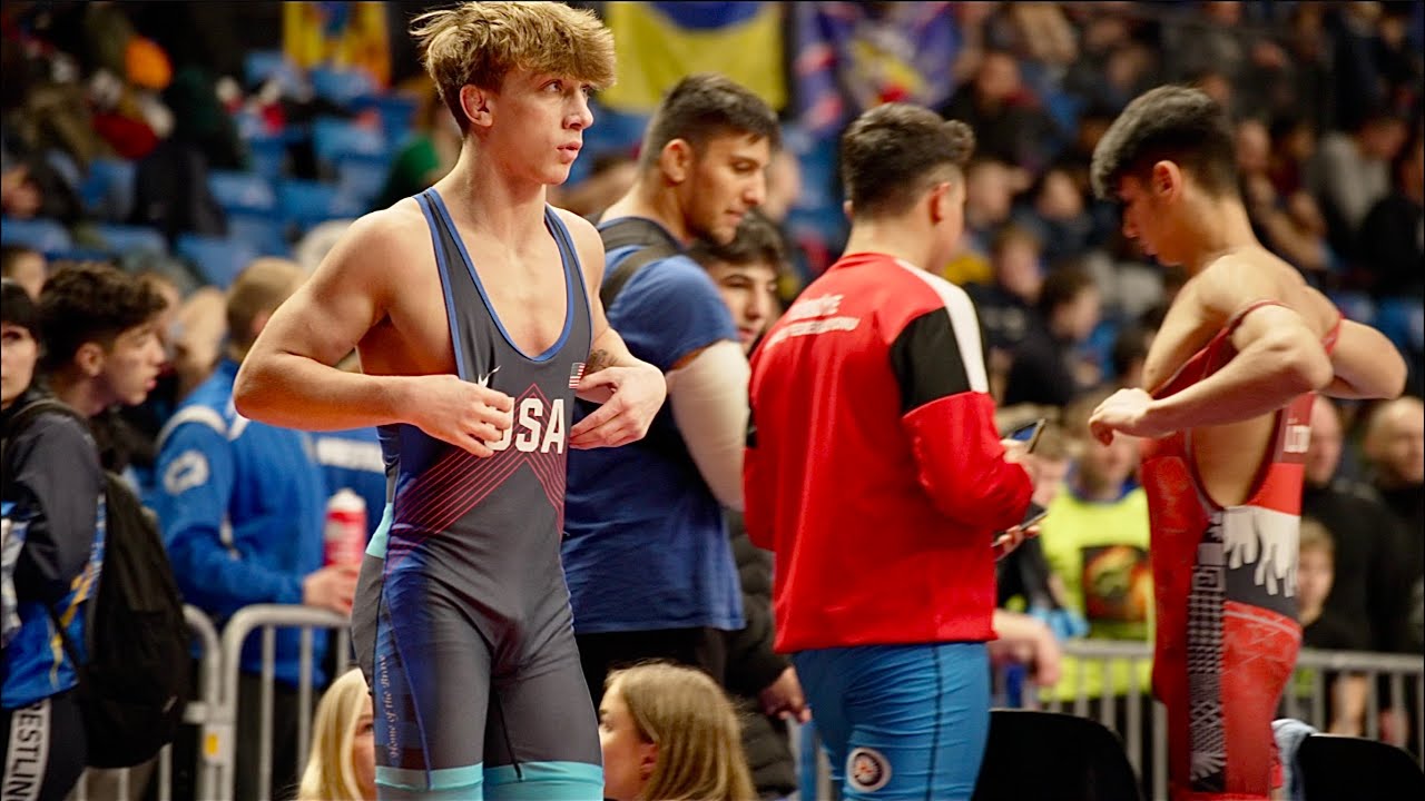 U20 Ronalds Filimonovs (LAT) vs Otto Black (USA) 60kg. Greco-roman men wrestling. B-cam-man