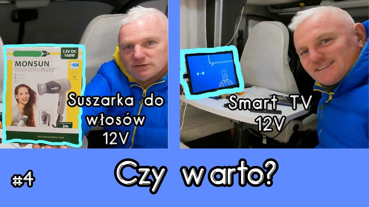 (#4)    Kamper - 12 voltowy telewizor i suszarka do włosów.