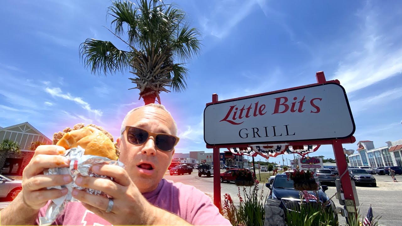 Oak Island, NC | Little Bit's Grill 14 oz Hamburger--Driftwood Sculptures -- Ocean Crest Pier Walk