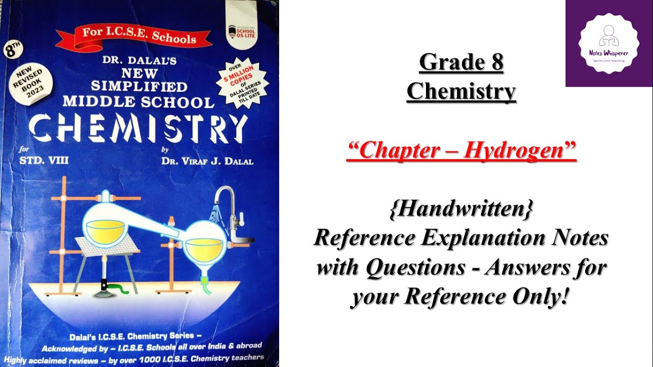 Chemistry || Chapter 7 || Hydrogen || Grade 8 || ICSE&nbsp;|| Handwritten notes