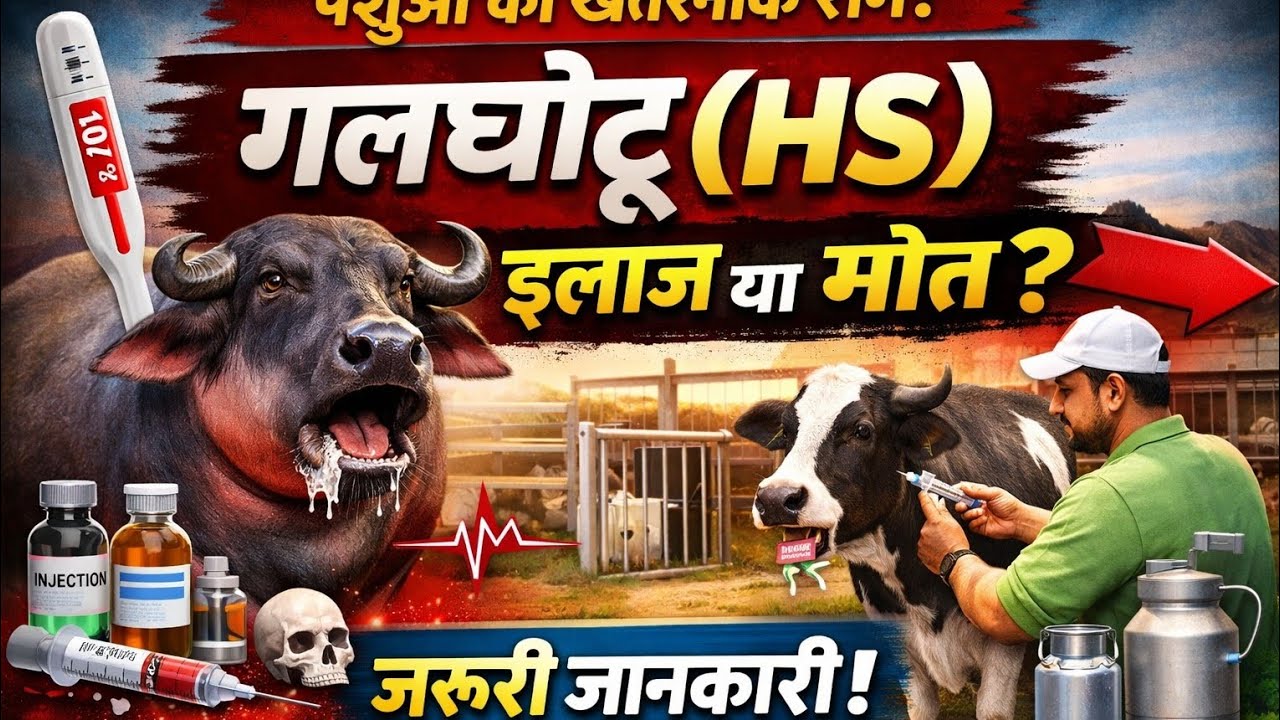 पशुओं का सबसे खतरनाक रोग – गलघोटू (HS) | पहचानें लक्षण और तुरंत इलाज 106° बुखार गले में सूजन गलघोटू?