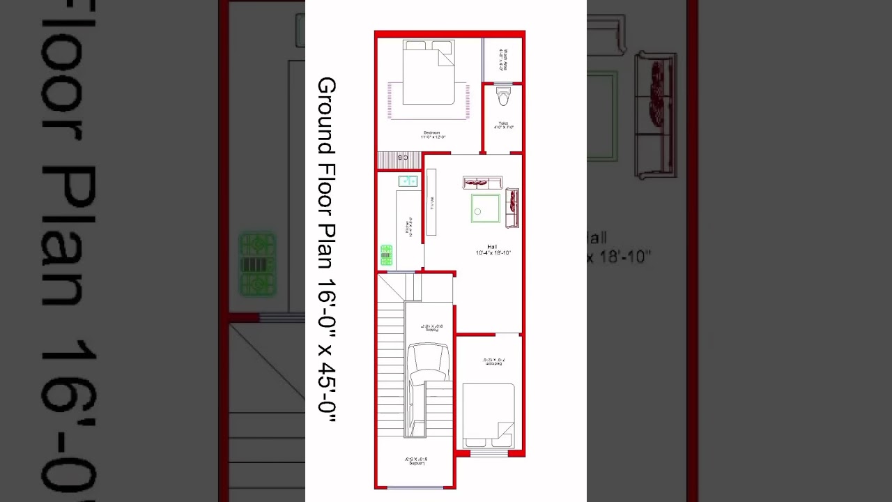 16 X 45 Modern Home Design With 2 BHK Modular kitchen garden, Car parking  With Vastu shastra #home