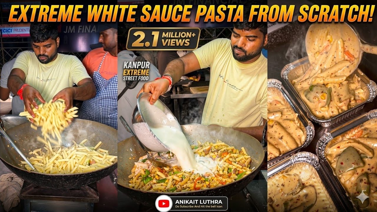 White Sauce Pasta Making From Scratch at Extreme Level in Kanpur | Indian Street food