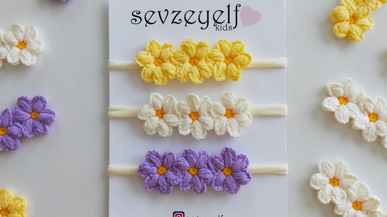 #2 Örgü üçlü papatya çıt çıt toka yapımı