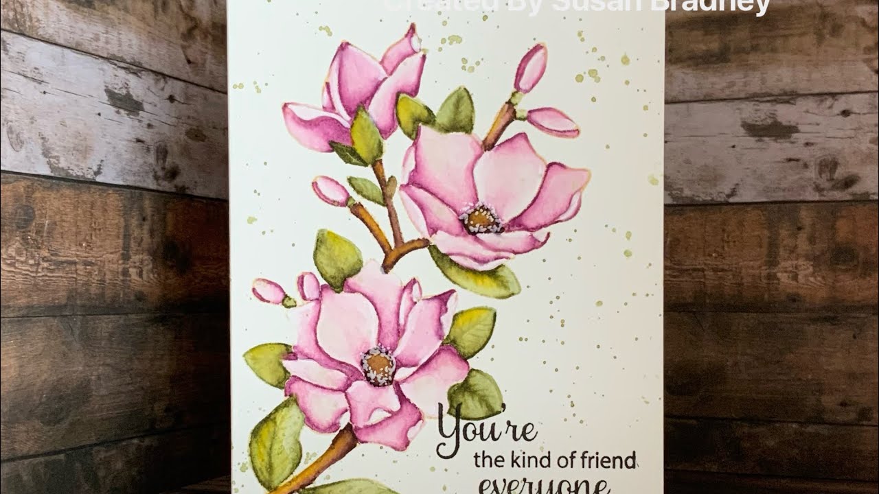 A no line watercolour using Gina K designs Magnolia Wishes and sweet Poppy pens video #48