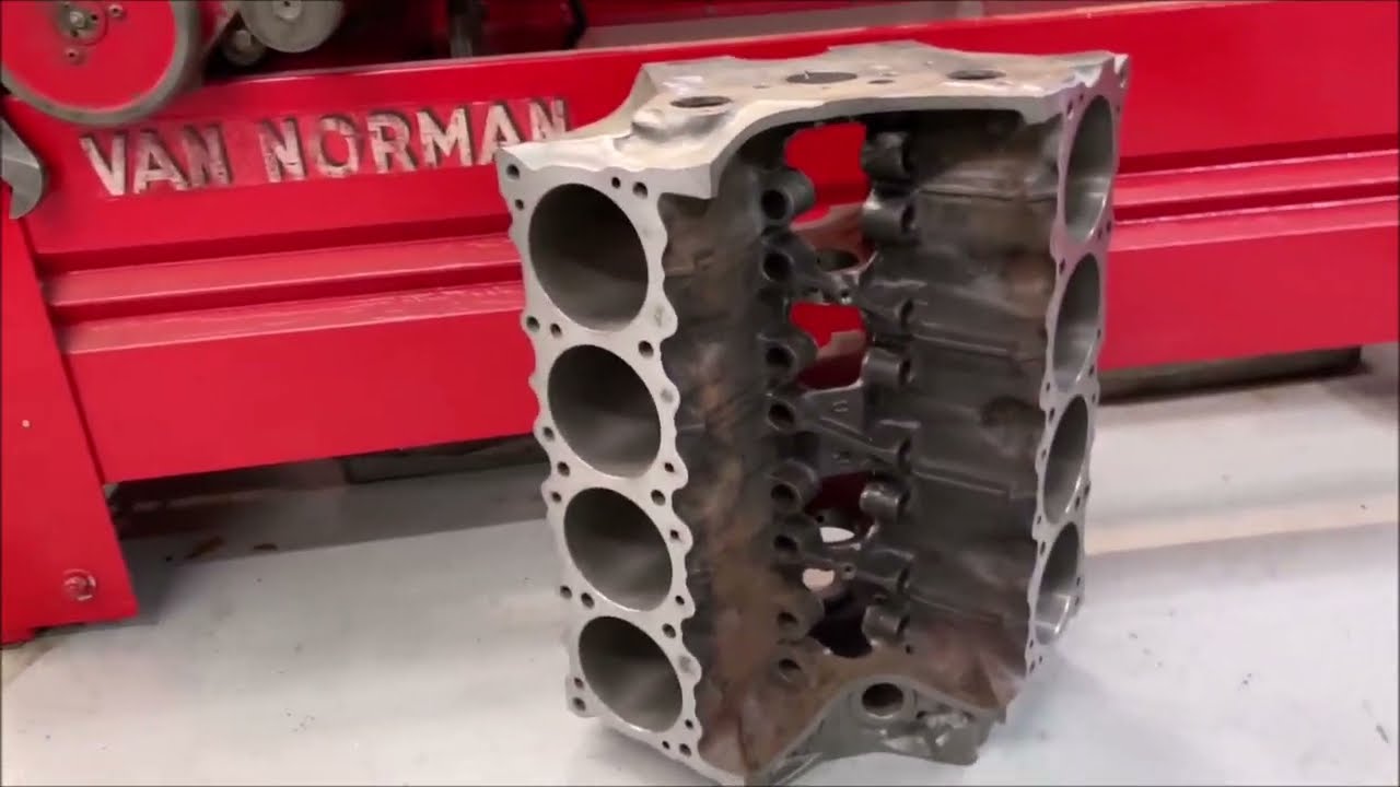 Decking a Pontiac 400 block on a Van Norman 570 Broach
