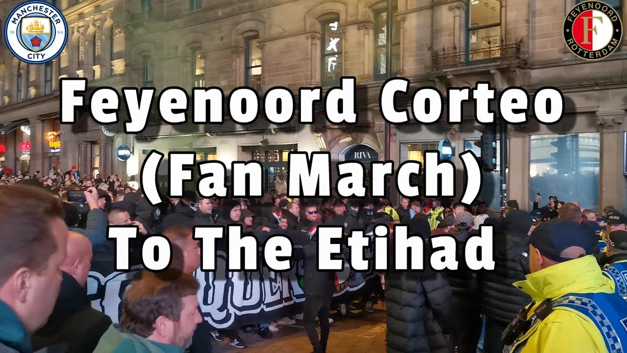 Feyenoord Corteo (Fan March) To The Etihad - Manchester City 3 - Feyenoord 3 - 26/11/24