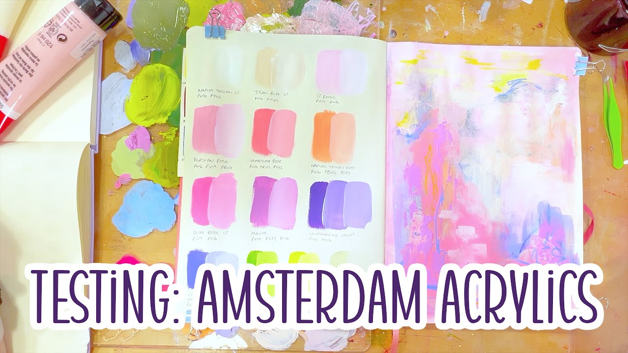 Paint with me! Swatching & testing Amsterdam acrylic paint with abstract painting techniques