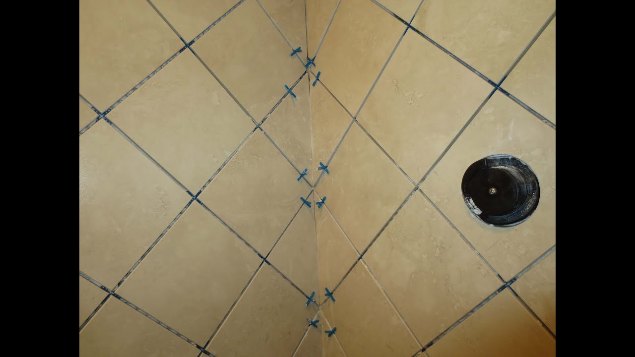Complete tile shower install Part 3. Installing diagonal tile walls
