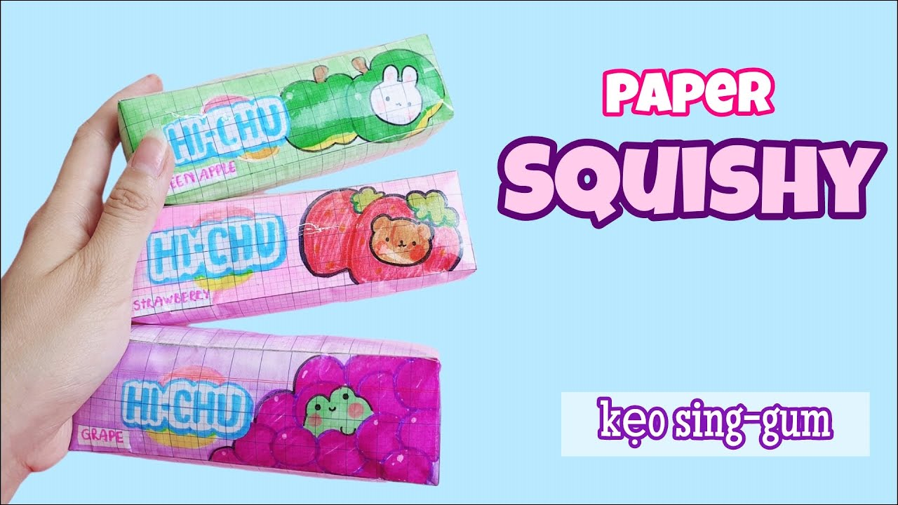 Cách làm SQUISHY 3D hình Kẹo Sing-gum đáng yêu|Làm Squishy từ giấy ô li| Diy 3D paper Squishy