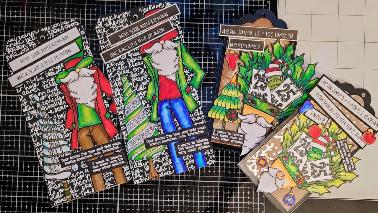 Last minute  #mixedmedia #christmastags #christmascard #christmascrafts with #timholtz & #dylusions