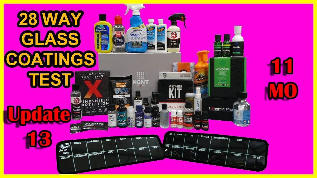 28 WAY GLASS COATINGS TEST (HYDROPHOBICS) - UPDATE 13 - 11 MONTHS
