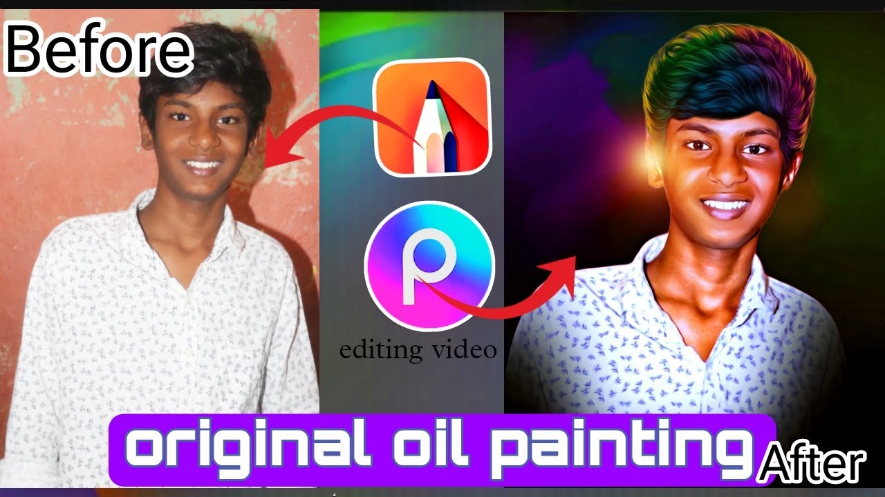🔥digital oil painting in mobile || 🎨 oil effact Oil hair 📱Editing sketchbook in PicsArt tutorial 🖌️