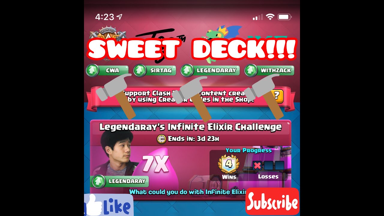 Infinite Elixir Challenge Best Deck | Crazy | Get Wins | Clash Royale 7x elixir furkurl