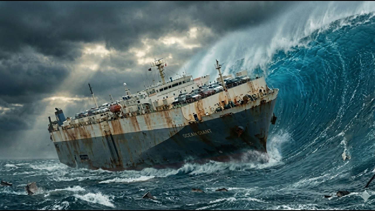 Super Giant USA Car Carrier vs Giant  TSUNAMI (World’s Biggest Waves) | Cinematic Disaster (AI VFX)