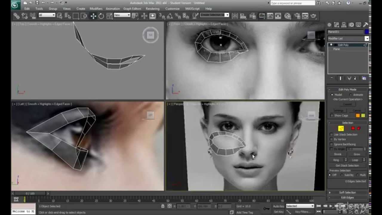 3ds Max Tutorial - Part 2 - Human Character Head Modelling of Natalie Portman