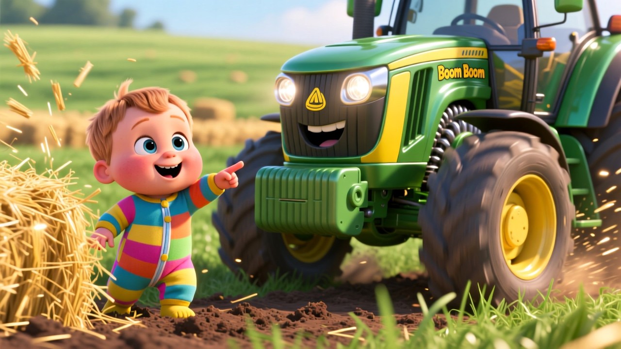 Бум-бум, тракторная ферма 🚜💥 Веселая песенка про сельскохозяйственную технику | Звуки трактора дл...