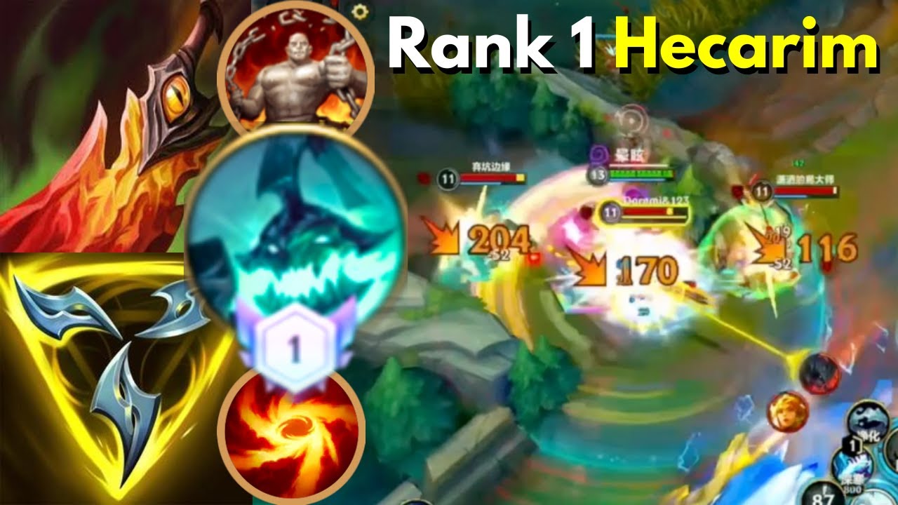 Rank 1 Unstoppable Hecarim (JGL) | 8 Games | MVP | Wild Rift China