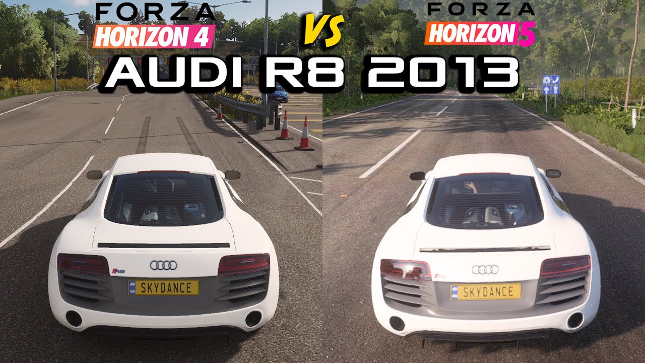 Forza Horizon 5 VS Forza Horizon 4 - Sound comparison Audi R8 2013 (stock)
