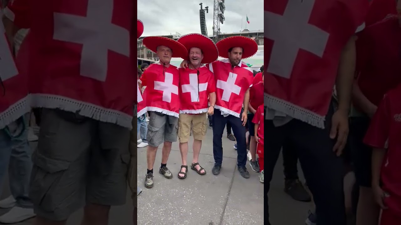 &iexcl;ESTOS SUIZOS S&Iacute; LE SABEN! As&iacute; andan en el Fan Fest de la CDMX, con su sombrero de charro