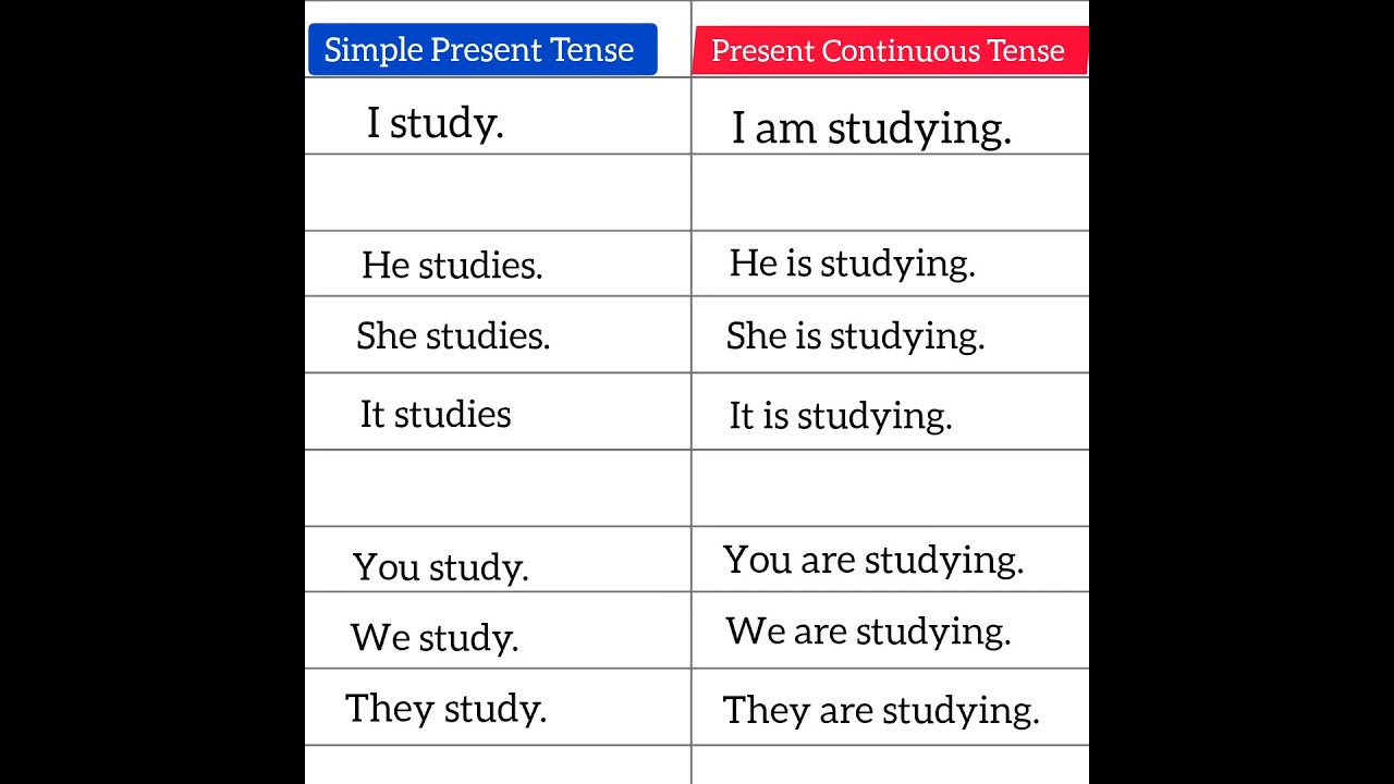 present continuous tense vs. simple present tense