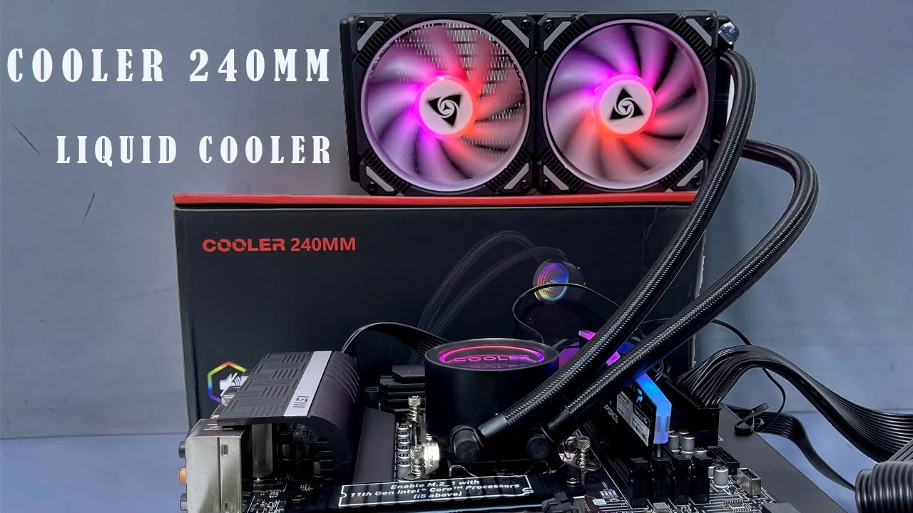 Cooler 240MM Cpu liquid Cooler unbox install test