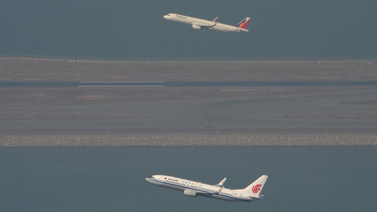 Dual Take off Air China Philippines Hong Kong new runway system with ATC