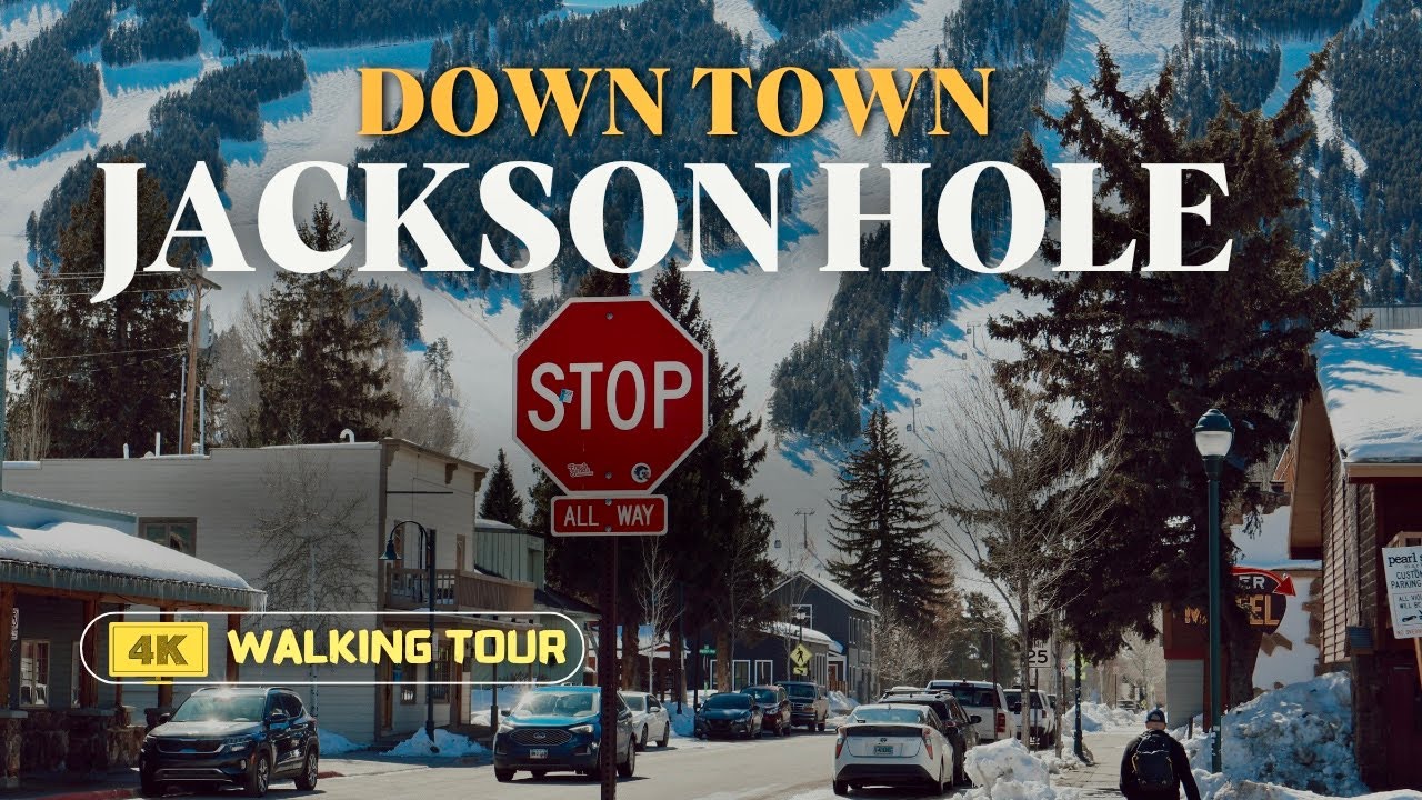 Jackson Hole Down Town  | 4K Walking Tour | Wyoming , USA | Summer in Billionaires Town |