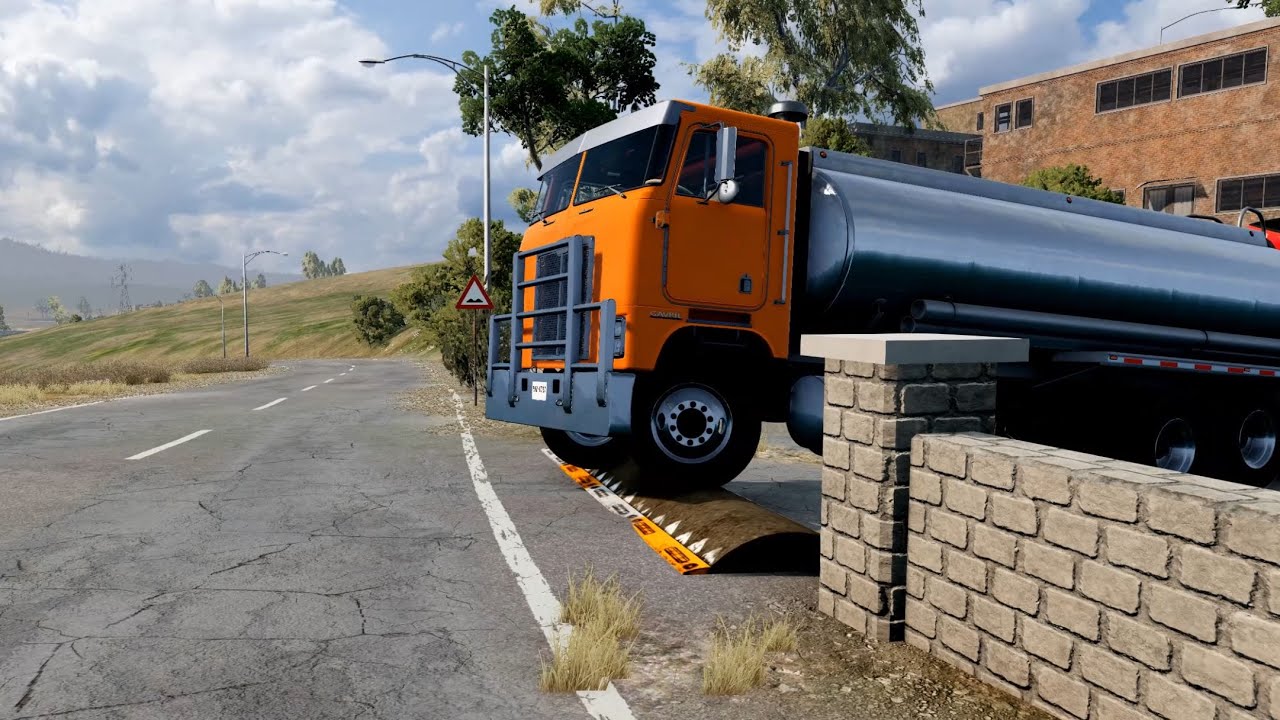 Trucks vs Speed Bumps #60 | BeamNG Drive | TruckBumps
