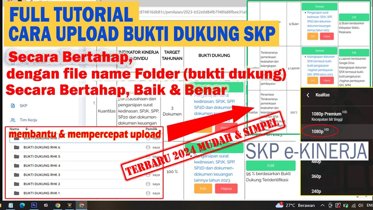TUTORIAL CARA UPLOAD BUKTI DUKUNG Pada PENGISIAN SKP E-KINERJA My ASN Terbaru Tahun 2024
