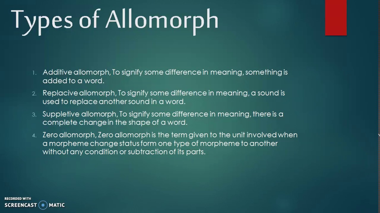 Identifying Morph and Allomorph