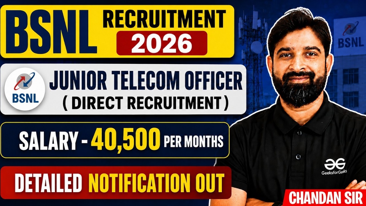 BSNL Recruitment 2026 | Junior Telecom Officer | Salary 40k | Detailed Notification