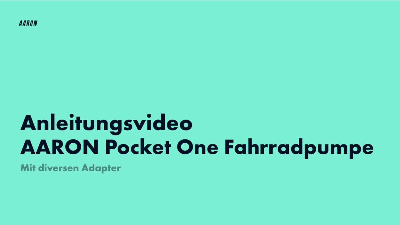 AARON Pocket One Minipumpe Videoanleitung
