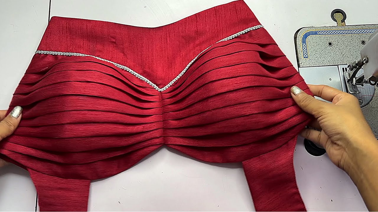 Front pleated one tucks blouse design cutting and stitching |pleated blouse design|blouse design